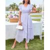 imageGRACE KARIN Womens Casual Summer Dresses V Neck Flutter Ruffle Short Sleeve Dresses 2025 Empire High Waist Flowy Midi DressPurple