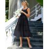imageGRACE KARIN Womens Summer Midi Tulle Wedding Guest Party Dress Tiered A Line Dress Sleeveless Flowy DressBlack