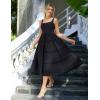 imageGRACE KARIN Womens Summer Midi Tulle Wedding Guest Party Dress Tiered A Line Dress Sleeveless Flowy DressBlack