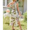 imageGRACE KARIN Womens Summer One Shoulder Sleeveless Dresses Floral Flowy Ruffle High Low Wedding Guest Maxi SundressesGreen Rose