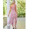 imageGRACE KARIN Womens Summer One Shoulder Sleeveless Dresses Floral Flowy Ruffle High Low Wedding Guest Maxi SundressesPink Roses