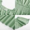 imageGRACE KARIN Womens Summer Short Sleeve Square Neck Smocked Waist Casual Vacation Tiered Flowy Maxi DressGreen