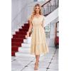 imageGRACE KARIN Womens V Neck Ruffle Sleeve Summer Dress 2025 Split Flowy Tiered Midi Dress Wedding Guest Cocktail DressesBeigegold Dots