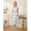 imageGRACE KARIN Womens V Neck Ruffle Sleeve Summer Dress 2025 Split Flowy Tiered Midi Dress Wedding Guest Cocktail DressesBluefloral Print