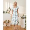 imageGRACE KARIN Womens V Neck Ruffle Sleeve Summer Dress 2025 Split Flowy Tiered Midi Dress Wedding Guest Cocktail DressesBluefloral Print