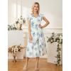 imageGRACE KARIN Womens V Neck Ruffle Sleeve Summer Dress 2025 Split Flowy Tiered Midi Dress Wedding Guest Cocktail DressesBluefloral Print