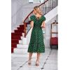 imageGRACE KARIN Womens V Neck Ruffle Sleeve Summer Dress 2025 Split Flowy Tiered Midi Dress Wedding Guest Cocktail DressesDark Greengold Dots