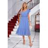 imageGRACE KARIN Womens V Neck Ruffle Sleeve Summer Dress 2025 Split Flowy Tiered Midi Dress Wedding Guest Cocktail DressesGray Blueplain