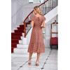 imageGRACE KARIN Womens V Neck Ruffle Sleeve Summer Dress 2025 Split Flowy Tiered Midi Dress Wedding Guest Cocktail DressesLight Brick Redgold Dots