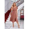 imageGRACE KARIN Womens V Neck Ruffle Sleeve Summer Dress 2025 Split Flowy Tiered Midi Dress Wedding Guest Cocktail DressesLight Brick Redgold Dots