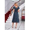imageGRACE KARIN Womens V Neck Ruffle Sleeve Summer Dress 2025 Split Flowy Tiered Midi Dress Wedding Guest Cocktail DressesNavy Bluegold Dots