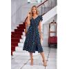 imageGRACE KARIN Womens V Neck Ruffle Sleeve Summer Dress 2025 Split Flowy Tiered Midi Dress Wedding Guest Cocktail DressesNavy Bluegold Dots
