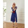 imageGRACE KARIN Womens V Neck Ruffle Sleeve Summer Dress 2025 Split Flowy Tiered Midi Dress Wedding Guest Cocktail DressesRoyal Bluegold Dots
