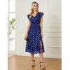 imageGRACE KARIN Womens V Neck Ruffle Sleeve Summer Dress 2025 Split Flowy Tiered Midi Dress Wedding Guest Cocktail DressesRoyal Bluegold Dots