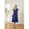 imageGRACE KARIN Womens V Neck Ruffle Sleeve Summer Dress 2025 Split Flowy Tiered Midi Dress Wedding Guest Cocktail DressesRoyal Bluegold Dots