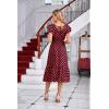 imageGRACE KARIN Womens V Neck Ruffle Sleeve Summer Dress 2025 Split Flowy Tiered Midi Dress Wedding Guest Cocktail DressesWine Redgold Dots