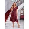 imageGRACE KARIN Womens V Neck Ruffle Sleeve Summer Dress 2025 Split Flowy Tiered Midi Dress Wedding Guest Cocktail DressesWine Redgold Dots