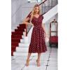 imageGRACE KARIN Womens V Neck Ruffle Sleeve Summer Dress 2025 Split Flowy Tiered Midi Dress Wedding Guest Cocktail DressesWine Redgold Dots