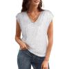 imageGRACE KARIN V Neck Sequin Short Sleeve Tops for Women Elastic Sparkly Tank Top for PartySilver