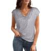 imageGRACE KARIN V Neck Sequin Short Sleeve Tops for Women Elastic Sparkly Tank Top for PartySilver Gray