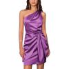 imageGRACE KARIN Women Satin Dress Cocktail One Shoulder Sleeveless Tie Waist Party Mini DressesPurple