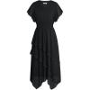 imageGRACE KARIN Womens Casual Summer Dresses V Neck Flutter Ruffle Short Sleeve Dresses 2025 Empire High Waist Flowy Midi DressBlack