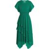 imageGRACE KARIN Womens Casual Summer Dresses V Neck Flutter Ruffle Short Sleeve Dresses 2025 Empire High Waist Flowy Midi DressGreen