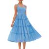 imageGRACE KARIN Womens Summer Midi Tulle Wedding Guest Party Dress Tiered A Line Dress Sleeveless Flowy DressLight Blue