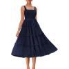 imageGRACE KARIN Womens Summer Midi Tulle Wedding Guest Party Dress Tiered A Line Dress Sleeveless Flowy DressNavy Blue