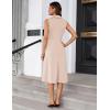 imageGRACE KARIN 2025 Womens Notch Lapel Ruched Wrap V Neck Business Work Dress Sleeveless A Line Midi DressApricot