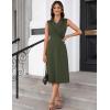 imageGRACE KARIN 2025 Womens Notch Lapel Ruched Wrap V Neck Business Work Dress Sleeveless A Line Midi DressArmy Green