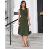 imageGRACE KARIN 2025 Womens Notch Lapel Ruched Wrap V Neck Business Work Dress Sleeveless A Line Midi DressArmy Green