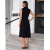 imageGRACE KARIN 2025 Womens Notch Lapel Ruched Wrap V Neck Business Work Dress Sleeveless A Line Midi DressBlack