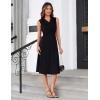 imageGRACE KARIN 2025 Womens Notch Lapel Ruched Wrap V Neck Business Work Dress Sleeveless A Line Midi DressBlack