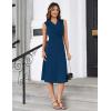 imageGRACE KARIN 2025 Womens Notch Lapel Ruched Wrap V Neck Business Work Dress Sleeveless A Line Midi DressBlue Green