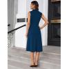 imageGRACE KARIN 2025 Womens Notch Lapel Ruched Wrap V Neck Business Work Dress Sleeveless A Line Midi DressBlue Green