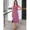 imageGRACE KARIN 2025 Womens Notch Lapel Ruched Wrap V Neck Business Work Dress Sleeveless A Line Midi DressDark Pink