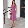 imageGRACE KARIN 2025 Womens Notch Lapel Ruched Wrap V Neck Business Work Dress Sleeveless A Line Midi DressDark Pink
