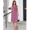 imageGRACE KARIN 2025 Womens Notch Lapel Ruched Wrap V Neck Business Work Dress Sleeveless A Line Midi DressDark Pink