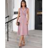imageGRACE KARIN 2025 Womens Notch Lapel Ruched Wrap V Neck Business Work Dress Sleeveless A Line Midi DressLight Pink