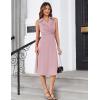 imageGRACE KARIN 2025 Womens Notch Lapel Ruched Wrap V Neck Business Work Dress Sleeveless A Line Midi DressLight Pink