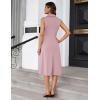 imageGRACE KARIN 2025 Womens Notch Lapel Ruched Wrap V Neck Business Work Dress Sleeveless A Line Midi DressLight Pink