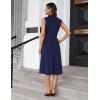 imageGRACE KARIN 2025 Womens Notch Lapel Ruched Wrap V Neck Business Work Dress Sleeveless A Line Midi DressNavy Blue