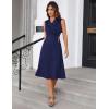 imageGRACE KARIN 2025 Womens Notch Lapel Ruched Wrap V Neck Business Work Dress Sleeveless A Line Midi DressNavy Blue
