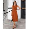 imageGRACE KARIN 2025 Womens Notch Lapel Ruched Wrap V Neck Business Work Dress Sleeveless A Line Midi DressOrange