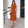 imageGRACE KARIN 2025 Womens Notch Lapel Ruched Wrap V Neck Business Work Dress Sleeveless A Line Midi DressOrange