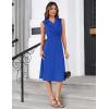imageGRACE KARIN 2025 Womens Notch Lapel Ruched Wrap V Neck Business Work Dress Sleeveless A Line Midi DressRoyal Blue