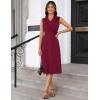 imageGRACE KARIN 2025 Womens Notch Lapel Ruched Wrap V Neck Business Work Dress Sleeveless A Line Midi DressWine Red