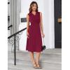 imageGRACE KARIN 2025 Womens Notch Lapel Ruched Wrap V Neck Business Work Dress Sleeveless A Line Midi DressWine Red