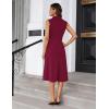 imageGRACE KARIN 2025 Womens Notch Lapel Ruched Wrap V Neck Business Work Dress Sleeveless A Line Midi DressWine Red